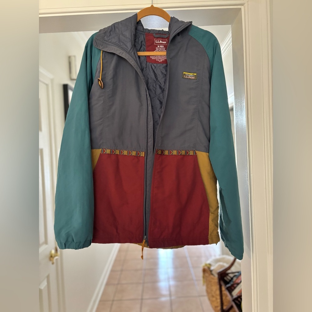 L.L.Bean Primaloft Hooded Jacket Mens M Colorblock Insulated Outdoor Coat